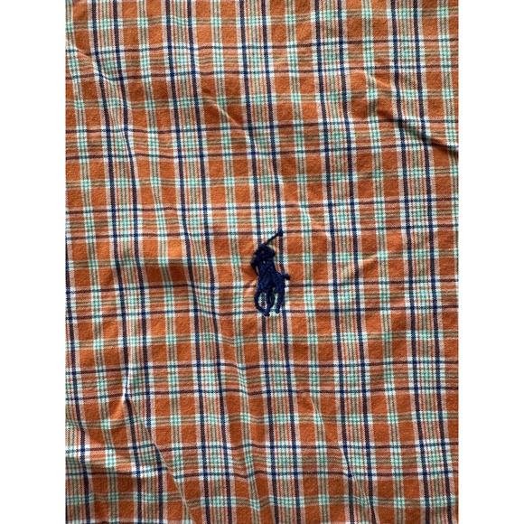 Ralph Lauren Classic Fit Button XL Plaid Orange/Blue/Green Navy Pony Long Sleeve - Picture 3 of 11